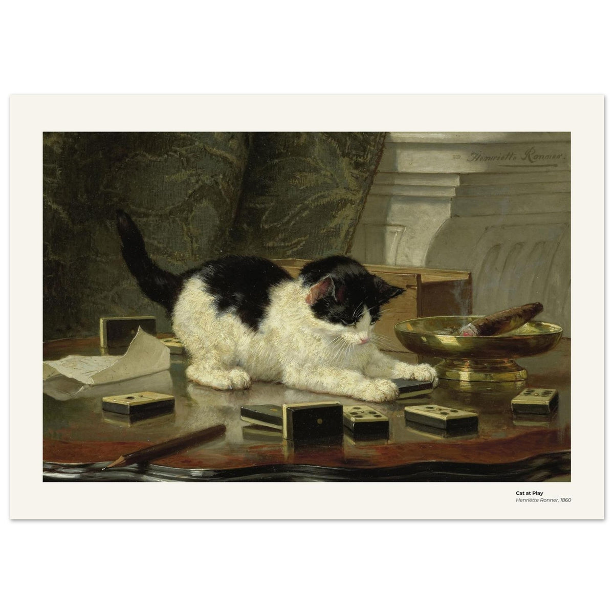 Chat jouant – Henriëtte Ronner, détail de la reproduction