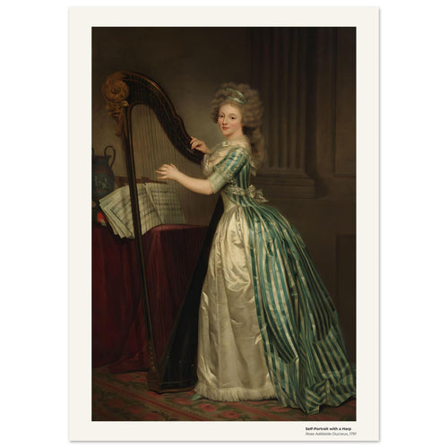 Autoportrait à la harpe – Rose Adélaïde Ducreux, détail de la reproduction