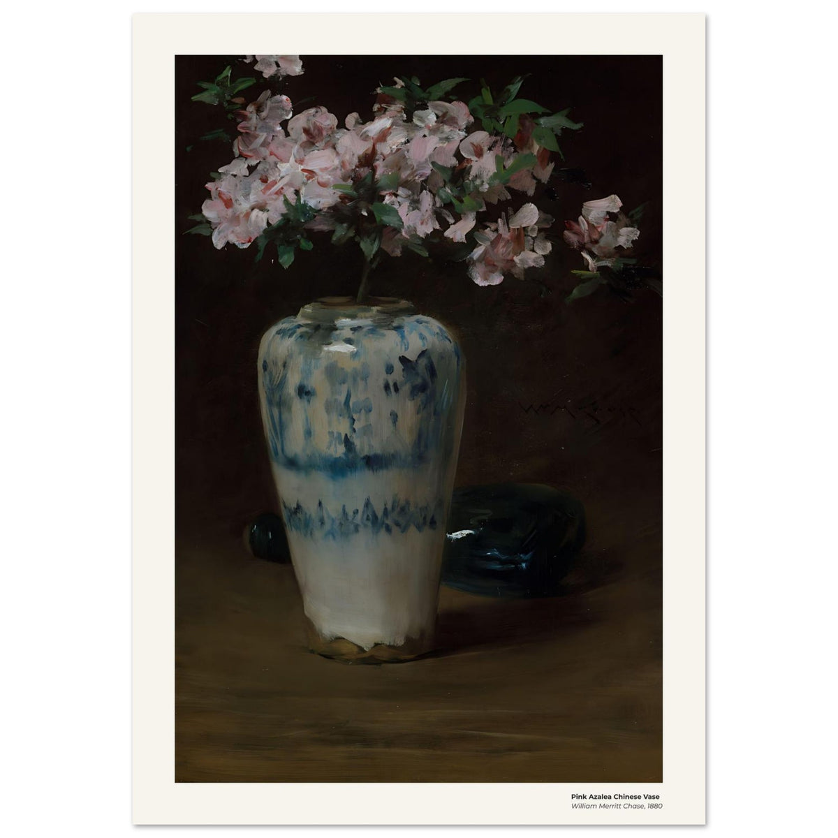 Vase chinois à décor d'azalées roses – William Merritt Chase, reproduction d'art