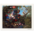 Grande nature morte aux fleurs et aux oiseaux – Johann Baptist Drechsler, reproduction d'art