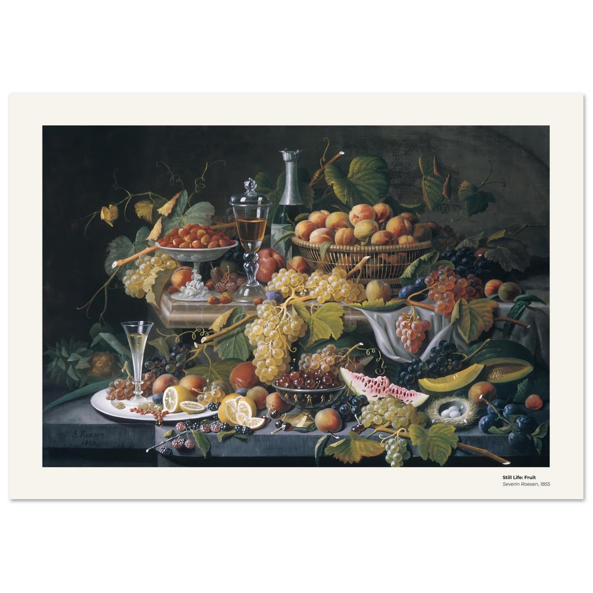 Nature morte : Fruits – Severin Roesen, détail de la reproduction