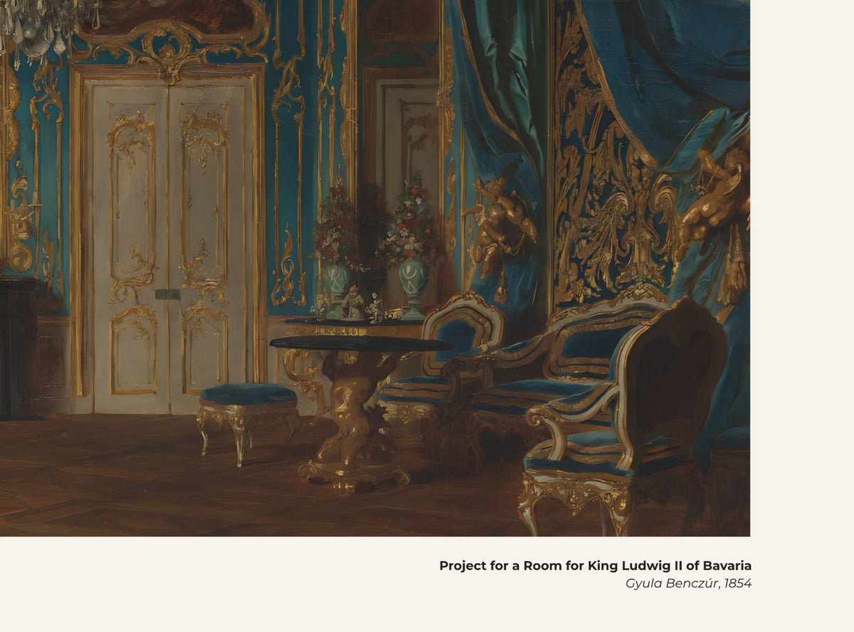 Projet pour une pièce destinée au roi Louis II de Bavière – Gyula Benczúr, avec légende titre et artiste