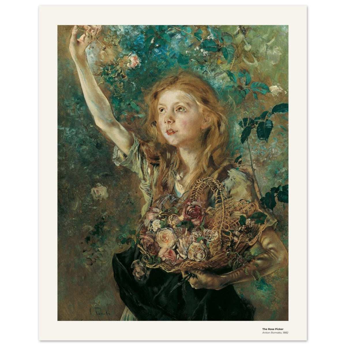 La cueilleuse de roses – Anton Romako, reproduction d'art