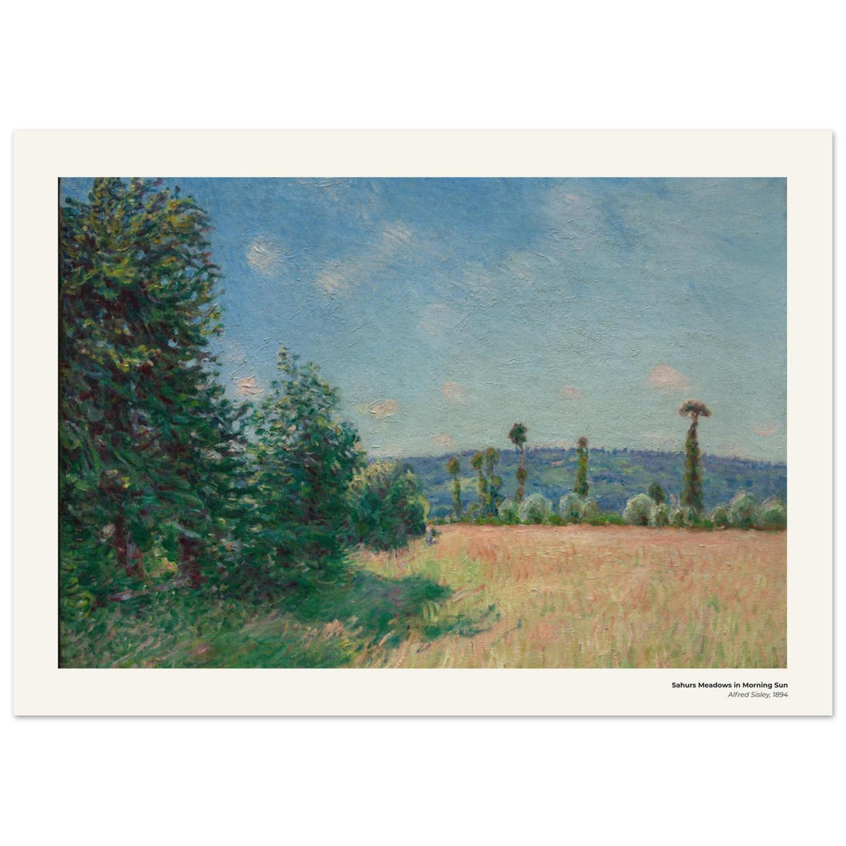 Les prairies de Sahurs sous le soleil du matin – Alfred Sisley, détail de la reproduction