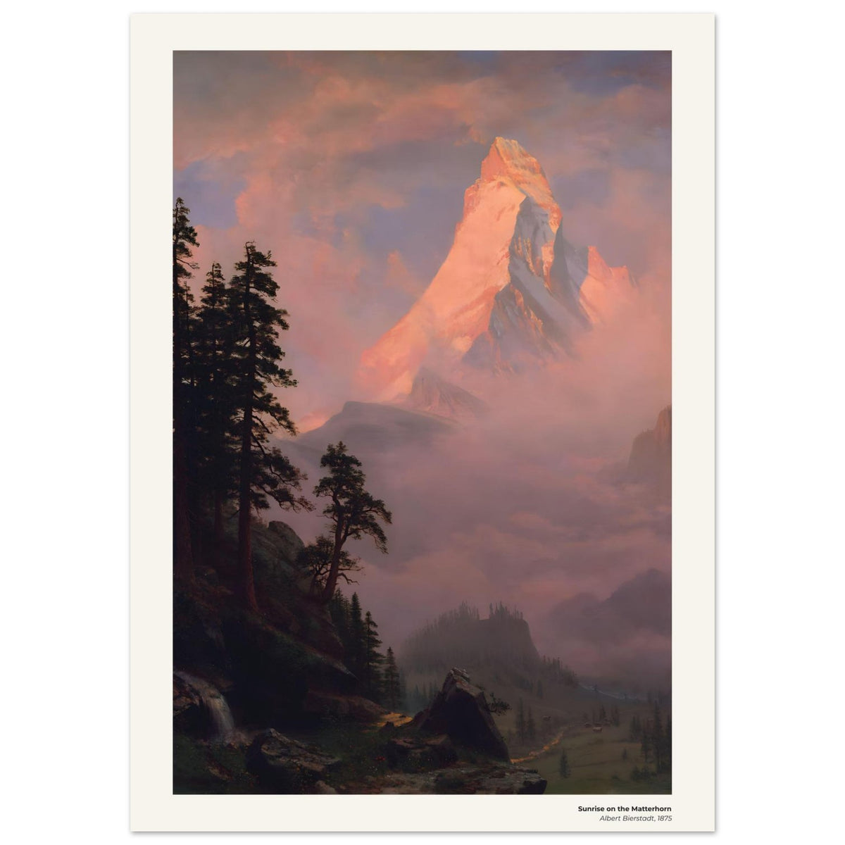 Lever de soleil sur le Cervin – Albert Bierstadt, détail de la reproduction