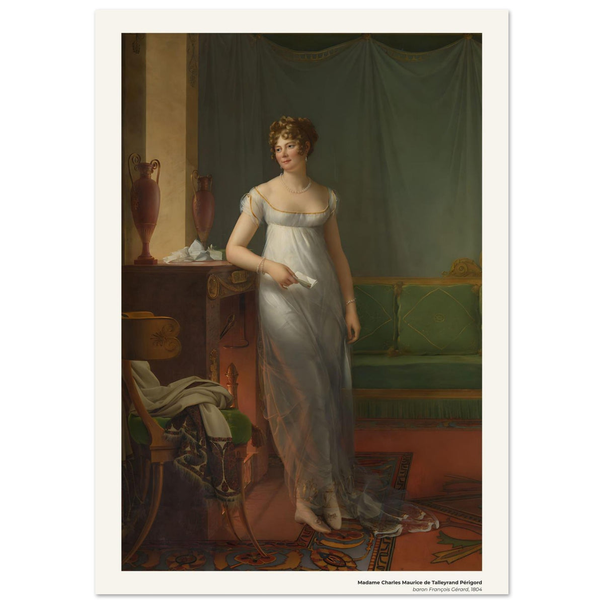 Madame Charles Maurice de Talleyrand Périgord – François Gérard, détail de la reproduction