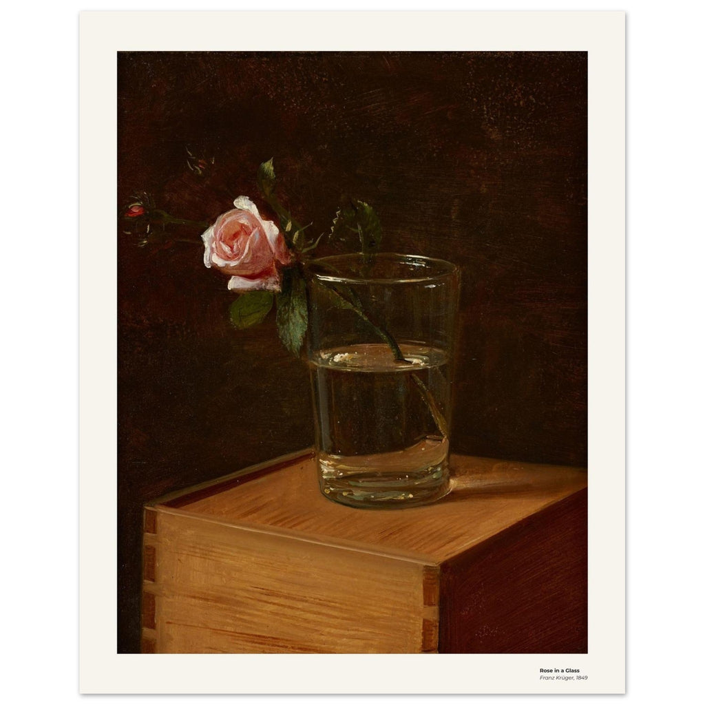 Rose dans un verre – Franz Krüger, reproduction d'art