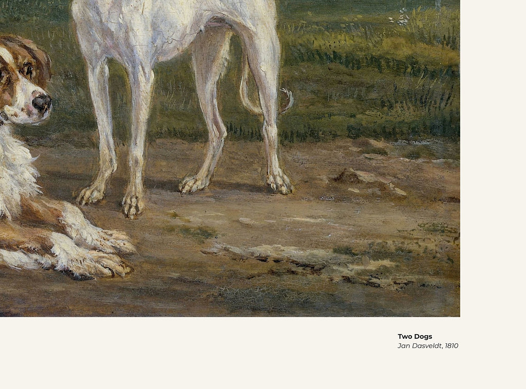 Deux chiens – Jan Dasveldt, avec légende titre et artiste