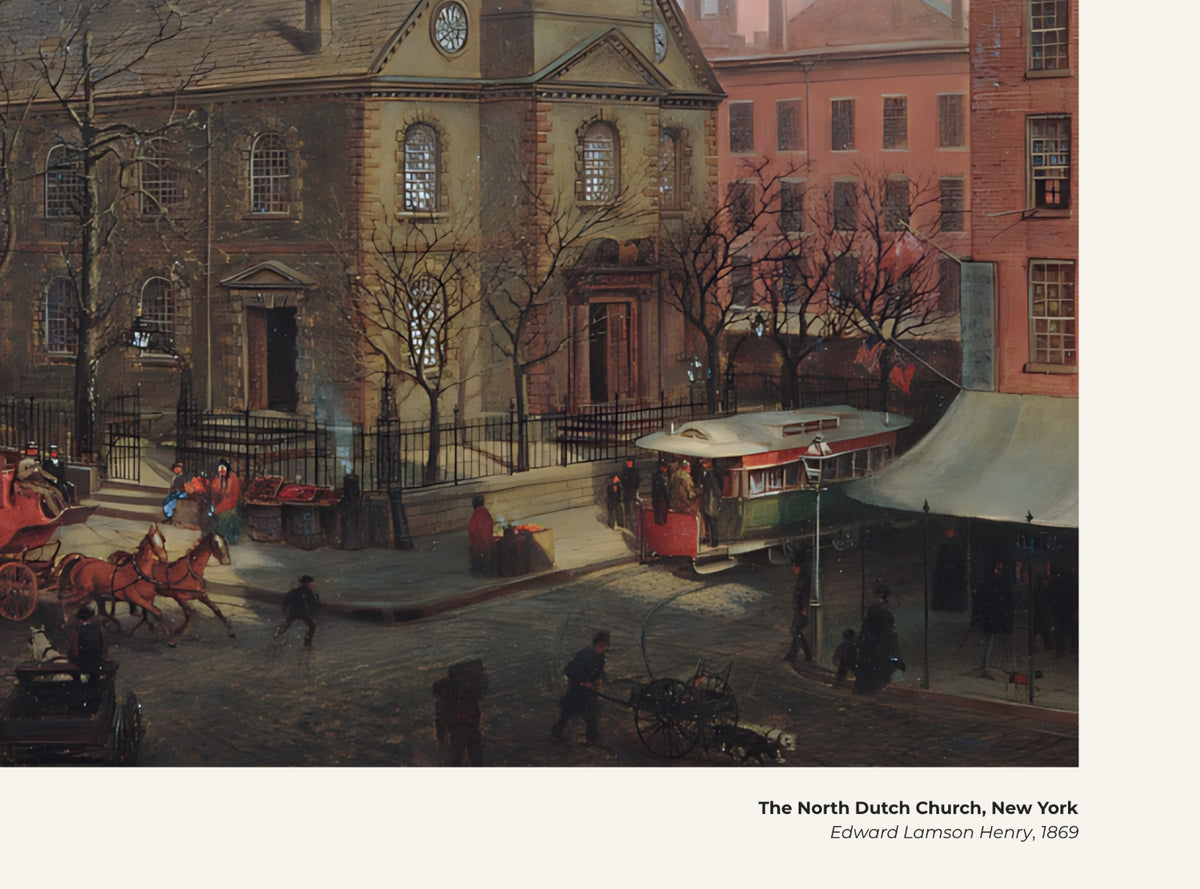 L'église North Dutch, New York – Edward Lamson Henry, avec légende titre et artiste