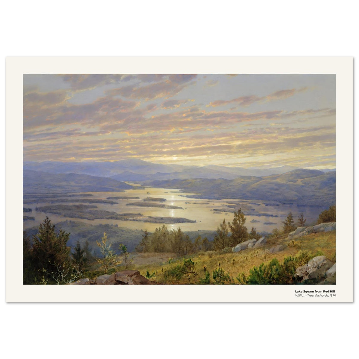 Le lac Squam vu depuis Red Hill – William Trost Richards, détail de la reproduction