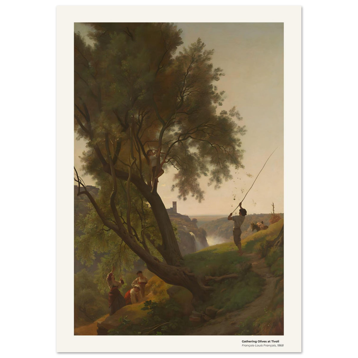 La récolte des olives à Tivoli – François-Louis Français, détail de la reproduction