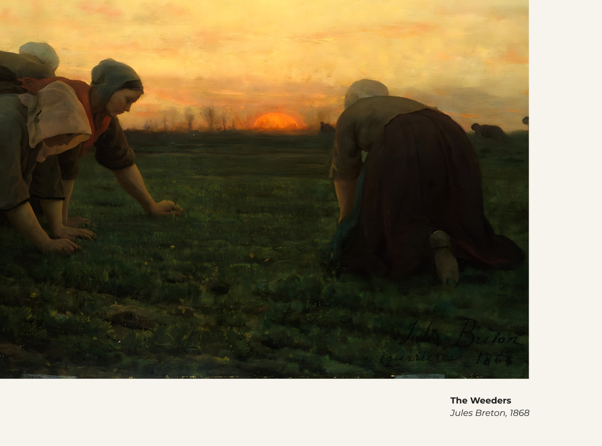 Les Sarcleuses – Jules Breton, avec légende titre et artiste