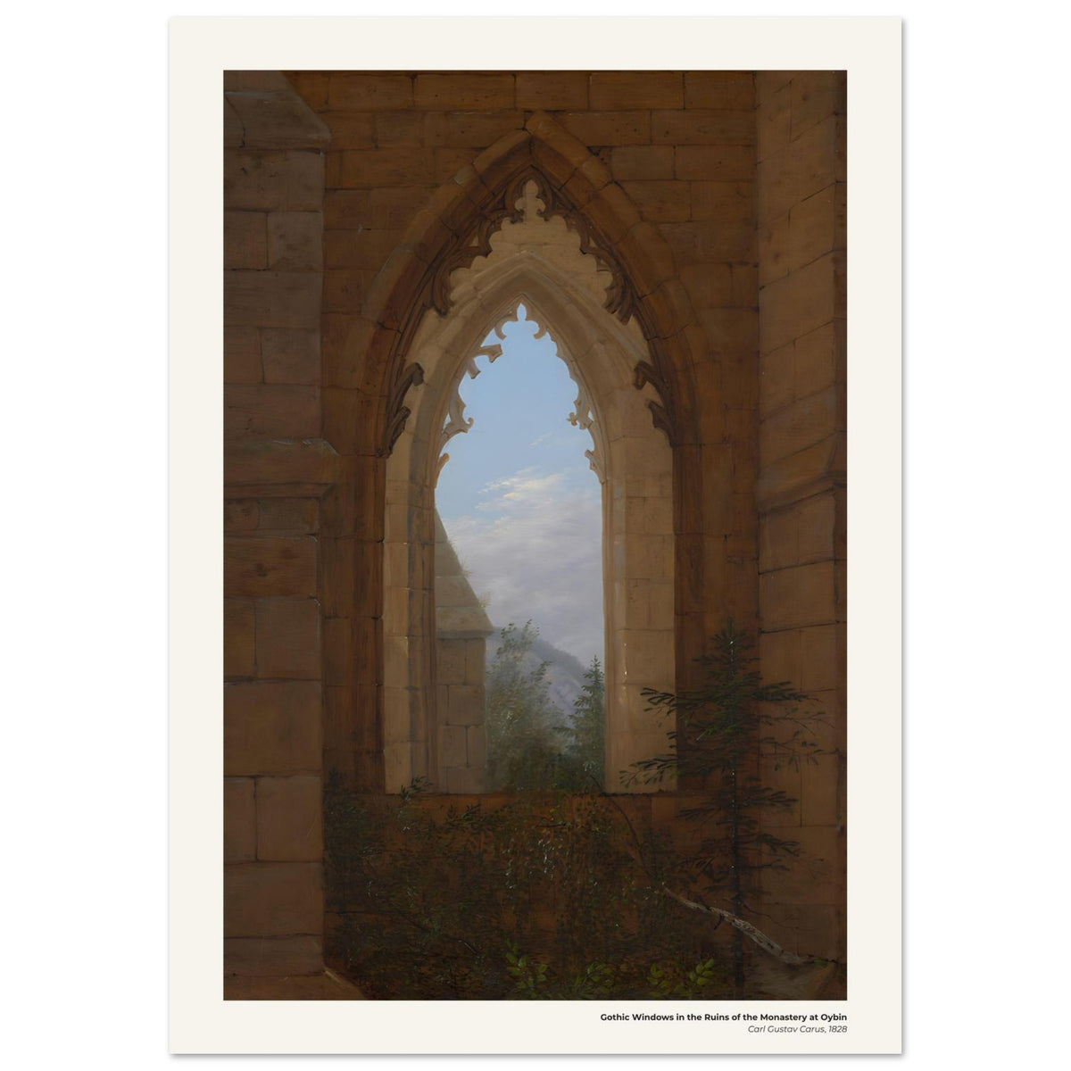 Fenêtres gothiques dans les ruines du monastère d'Oybin – Carl Gustav Carus, reproduction d'art