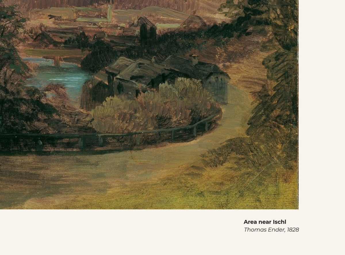 Environs d'Ischl – Thomas Ender, avec légende titre et artiste