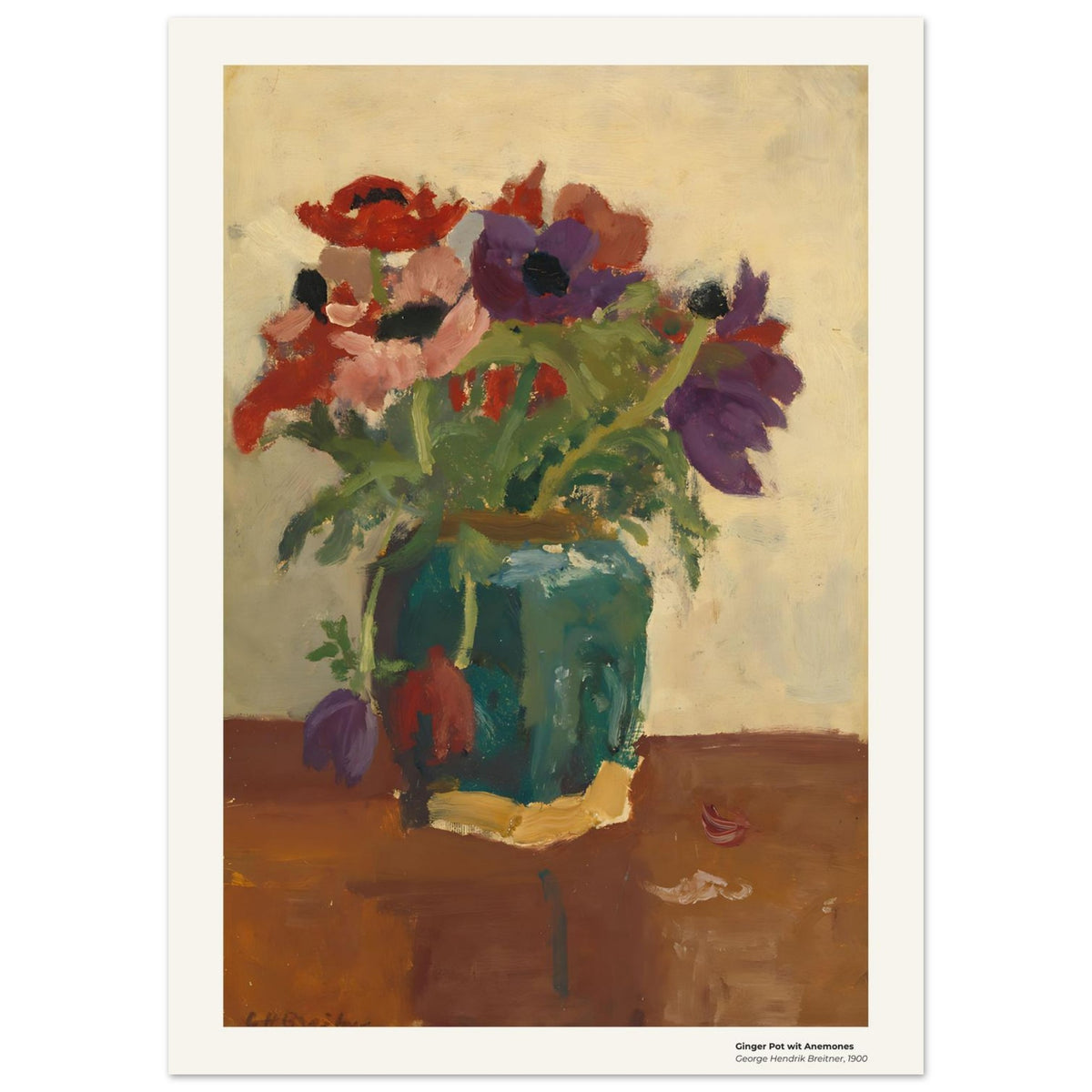 Pot à gingembre aux anémones – George Hendrik Breitner, détail de la reproduction