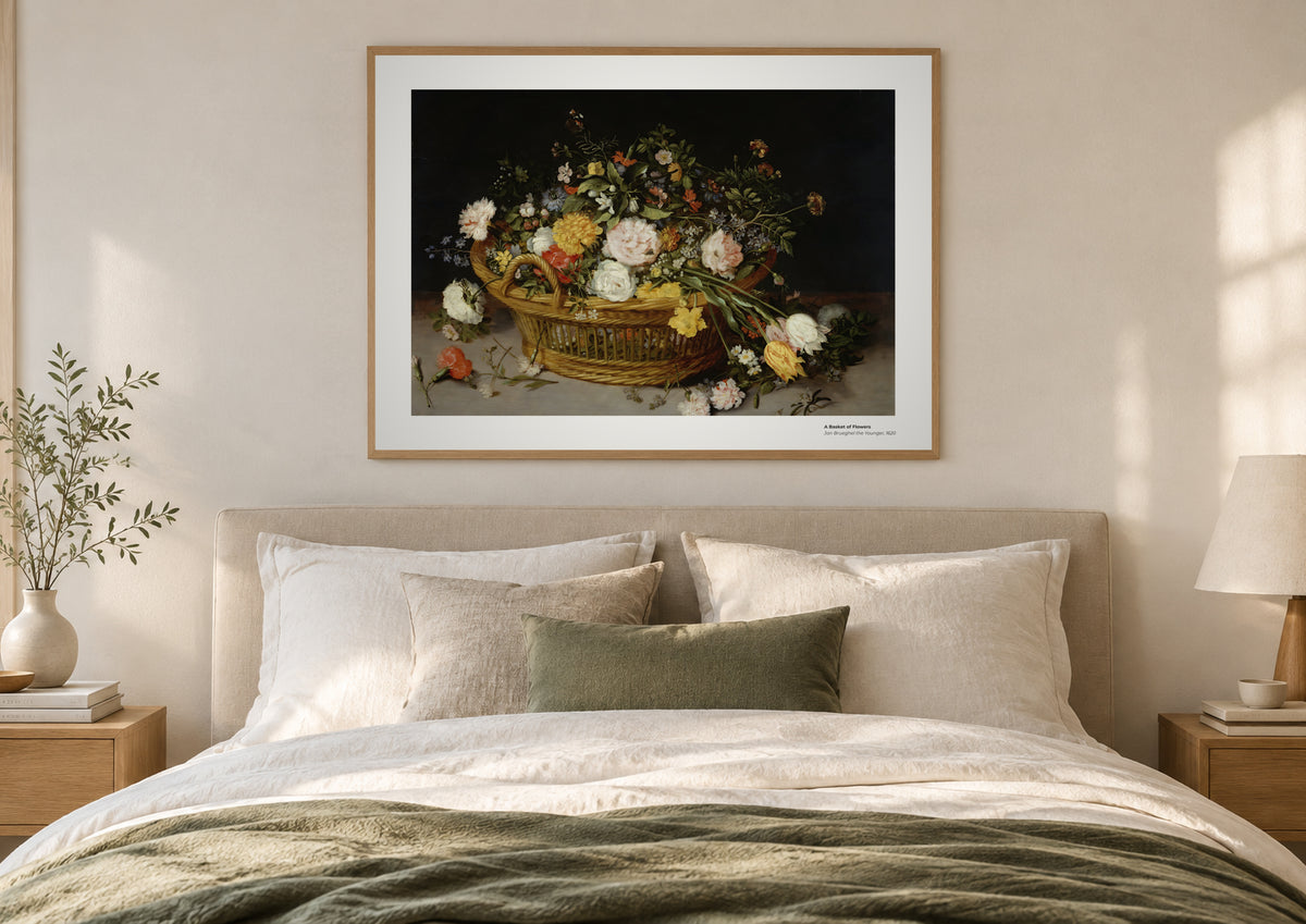 Un panier de fleurs – Jan Brueghel le Jeune, aperçu encadré en situation