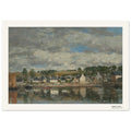 Village au bord d'une rivière – Eugène Boudin, détail de la reproduction