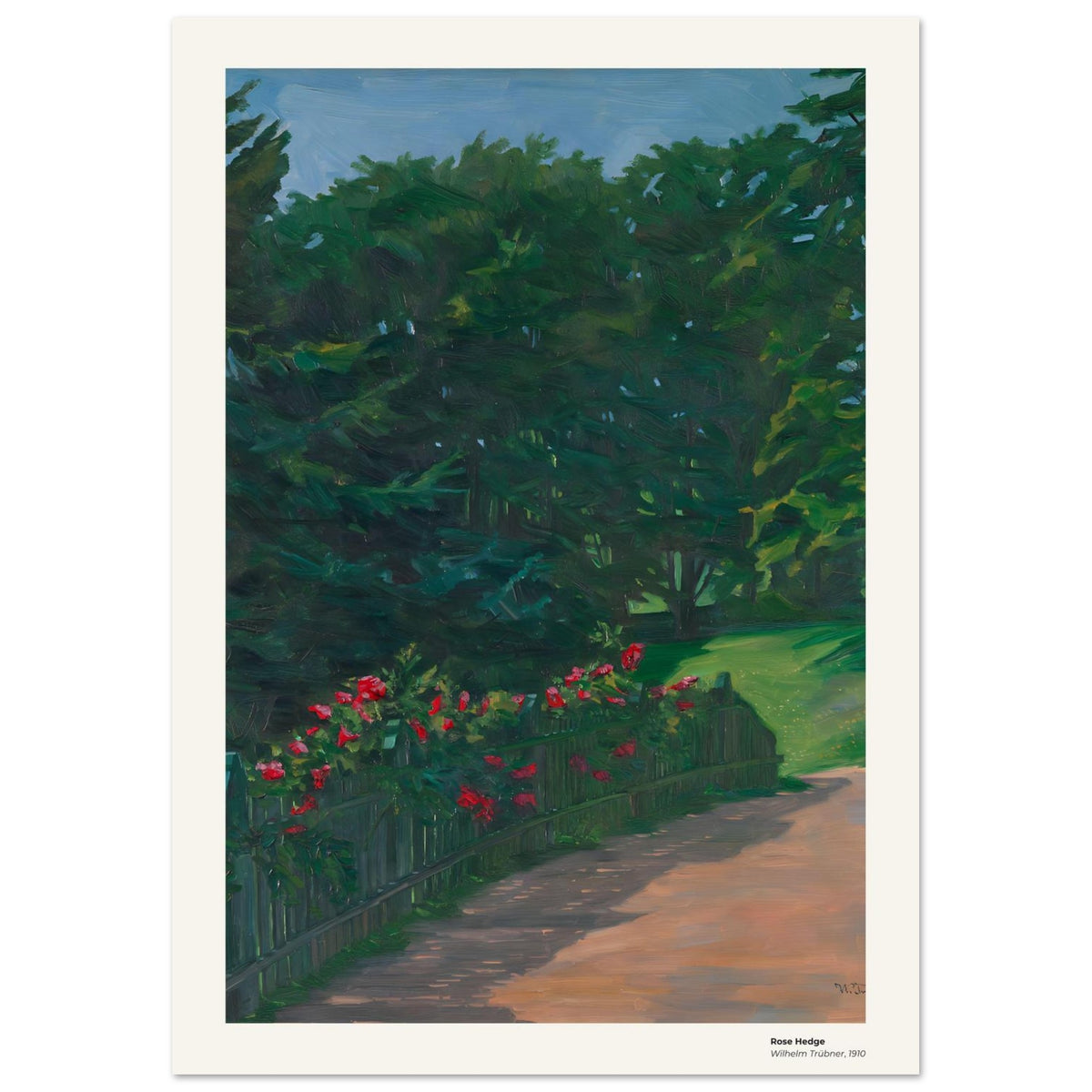 Haie de rosiers – Wilhelm Trübner, détail de la reproduction