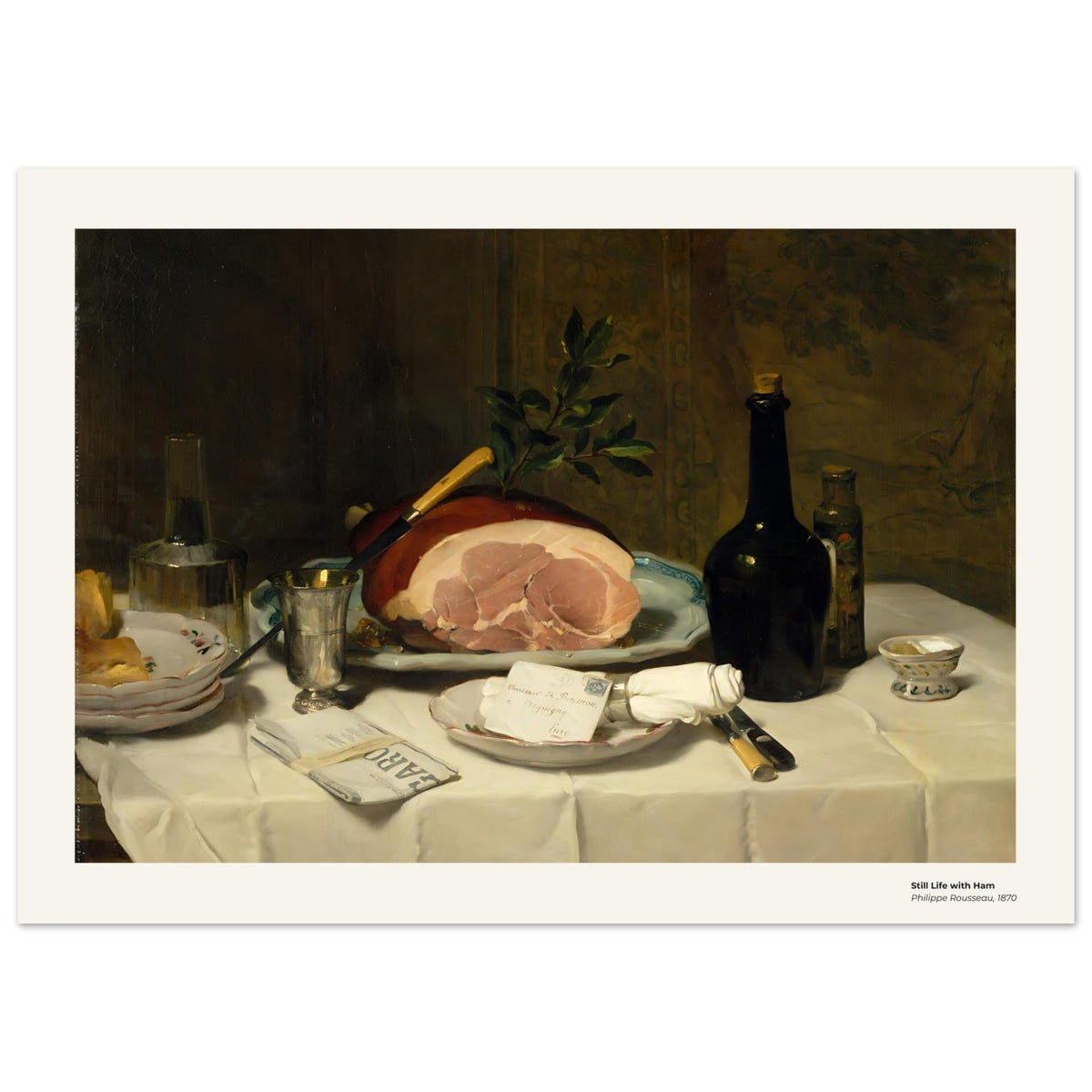 Nature morte au jambon – Philippe Rousseau, détail de la reproduction