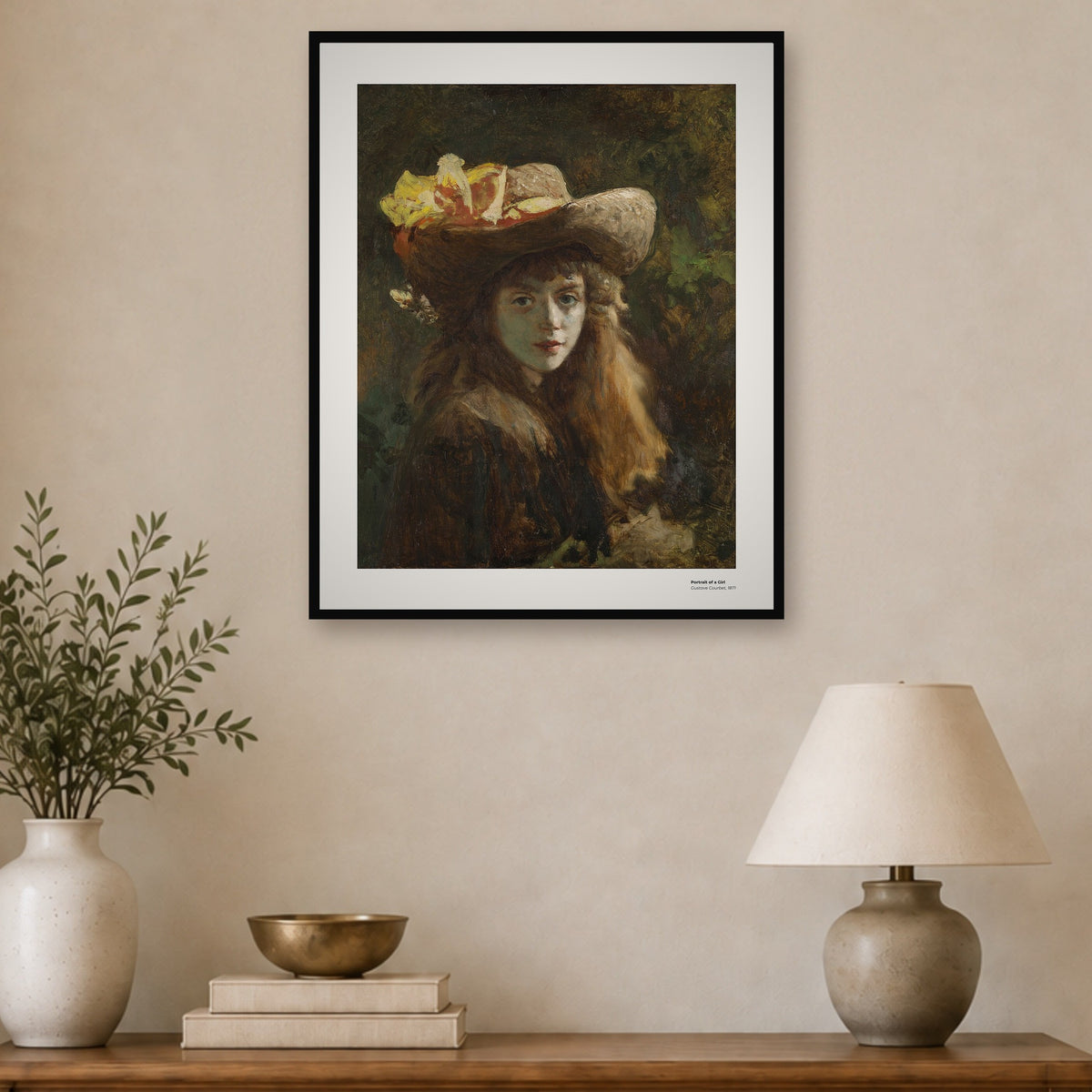 Portrait d'une jeune fille – Gustave Courbet, aperçu encadré en situation