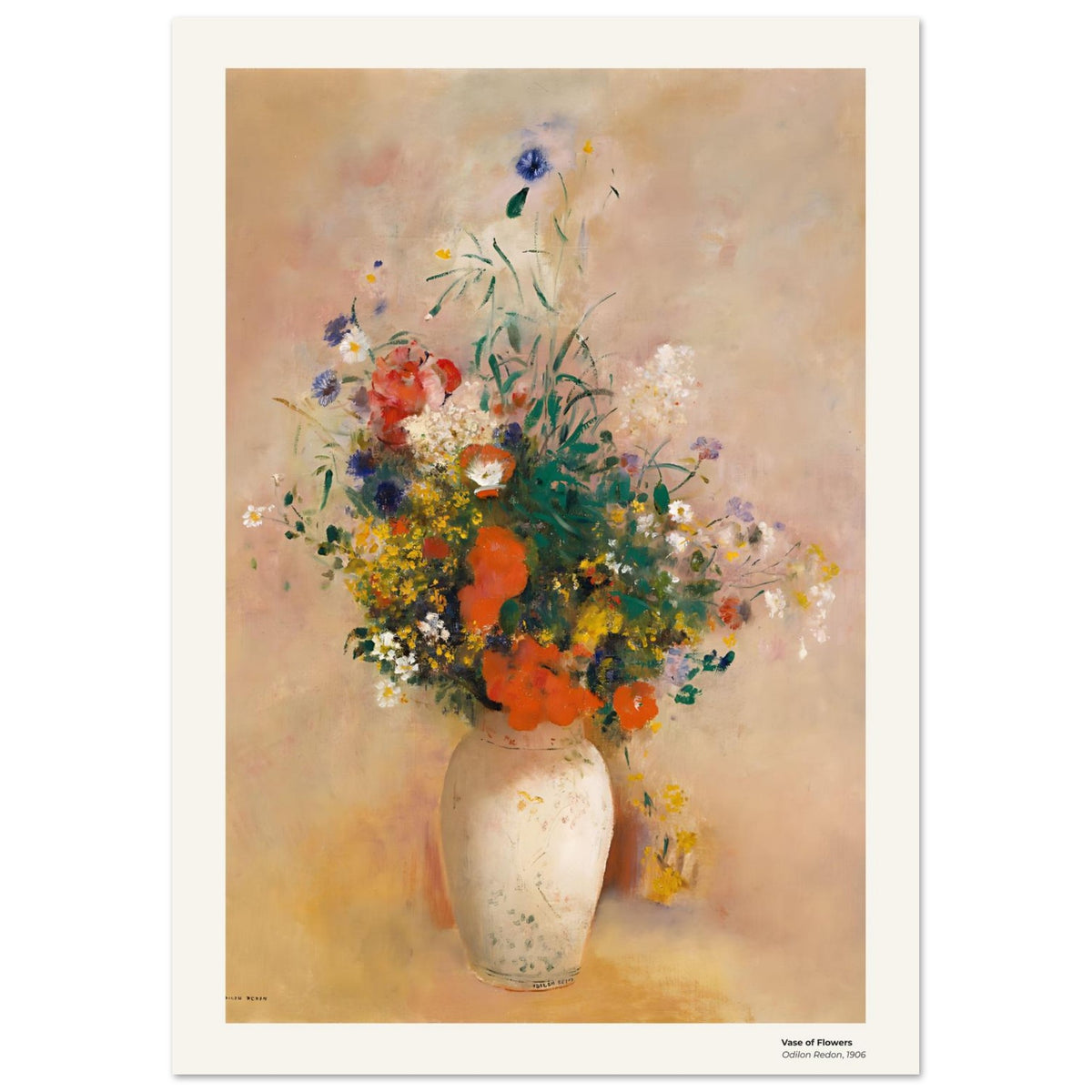 Vase de fleurs – Odilon Redon, détail de la reproduction