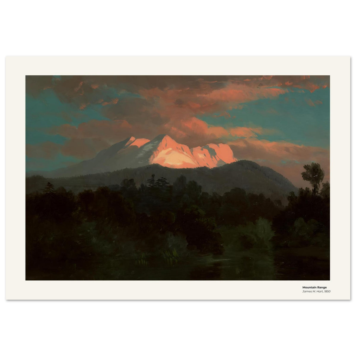 Chaîne de montagnes – James M. Hart, détail de la reproduction