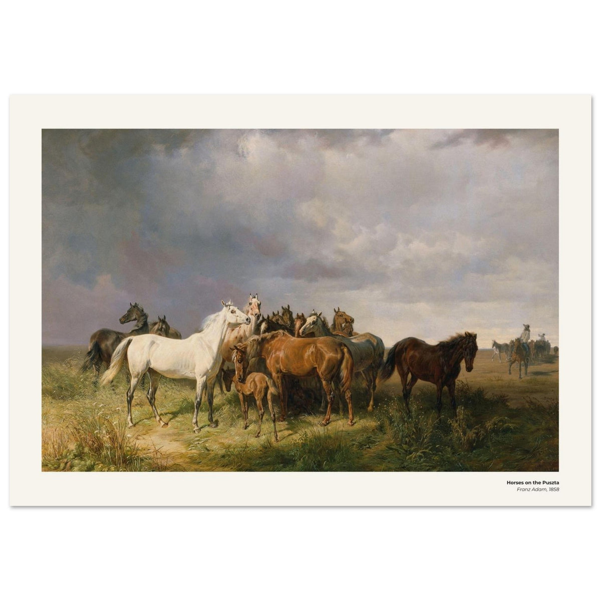 Chevaux dans la puszta – Franz Adam, reproduction d'art