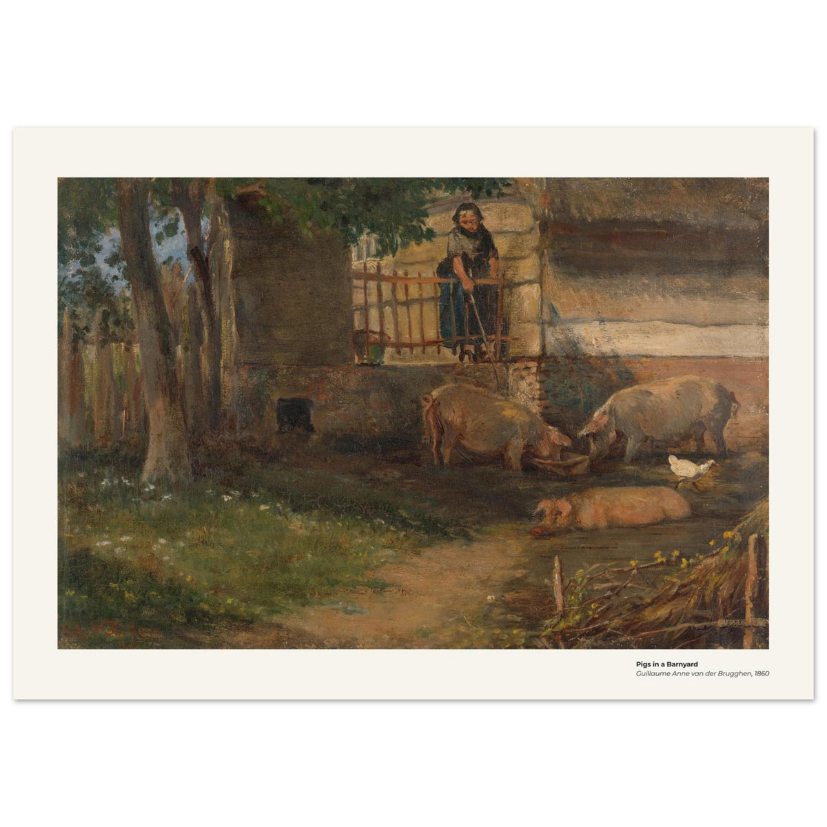 Cochons dans une cour de ferme – Guillaume Anne van der Brugghen, détail de la reproduction