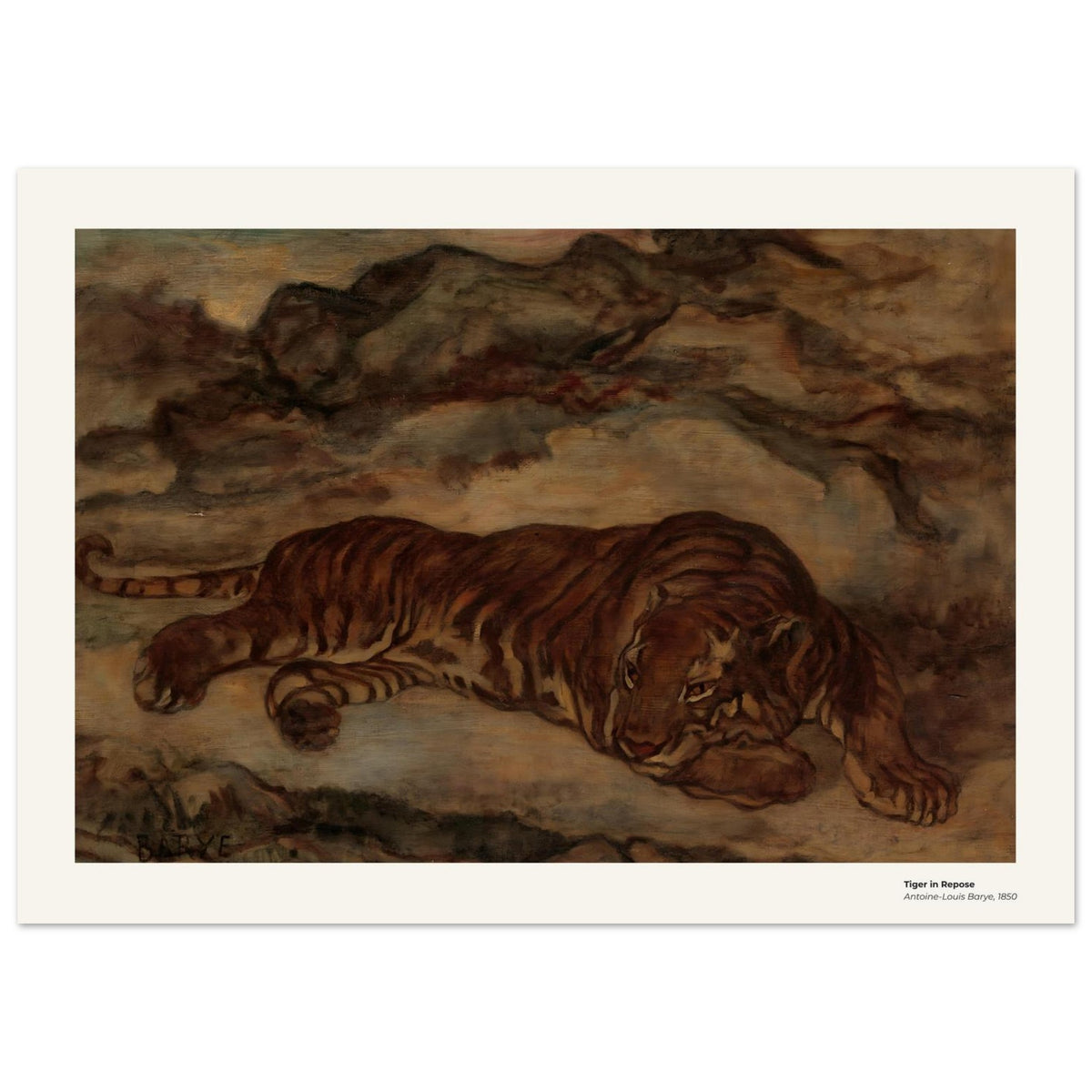 Tigre au repos – Antoine-Louis Barye, détail de la reproduction