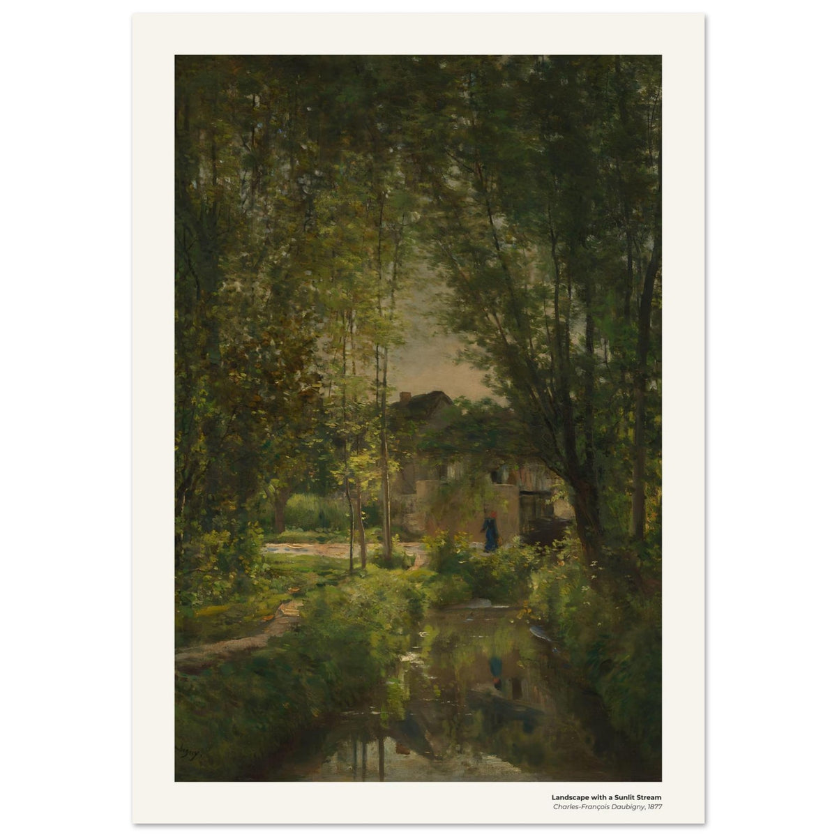 Paysage avec un ruisseau baigné de soleil – Charles-François Daubigny, reproduction d'art
