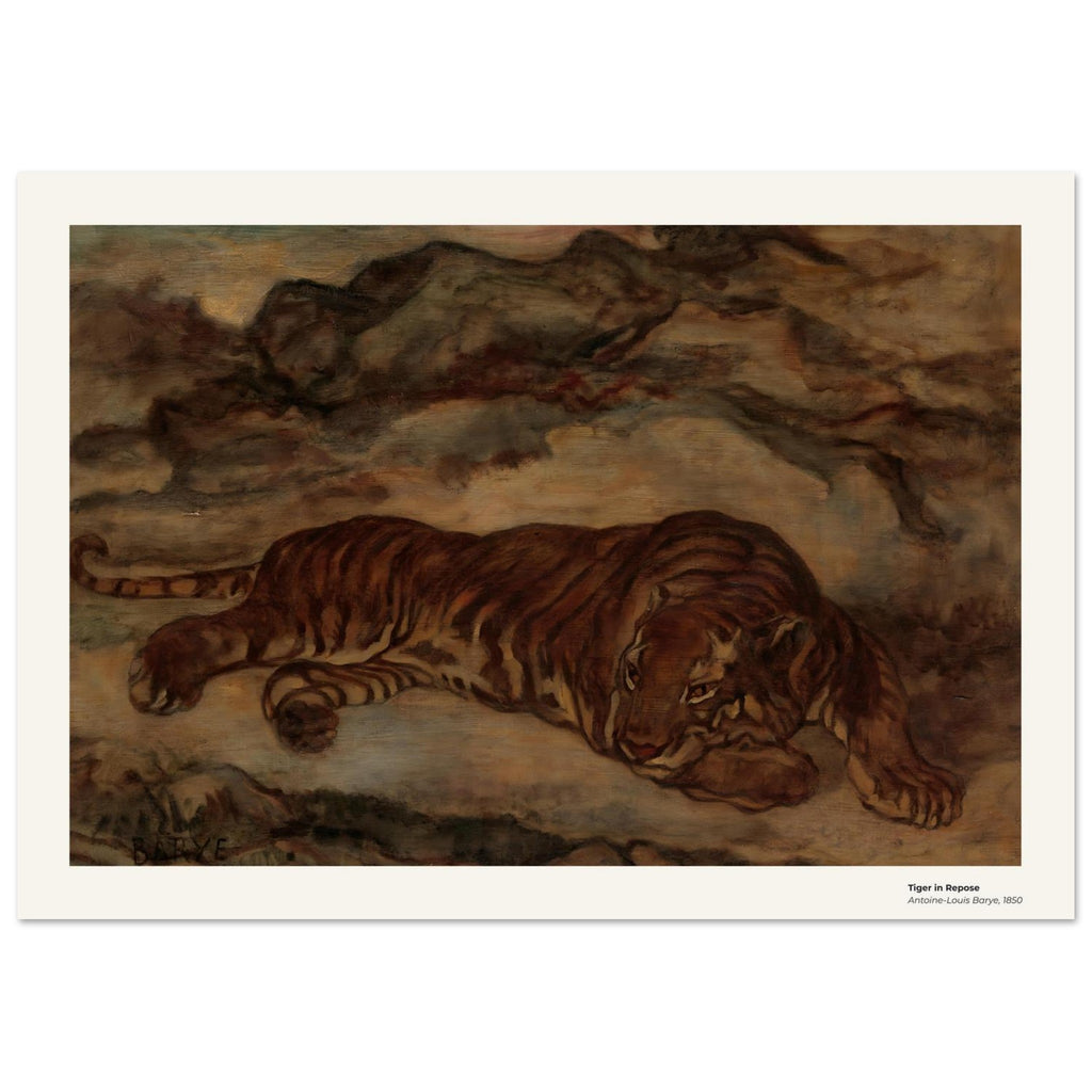Tigre au repos – Antoine-Louis Barye, détail de la reproduction