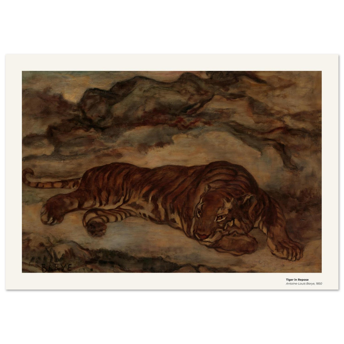 Tigre au repos – Antoine-Louis Barye, détail de la reproduction