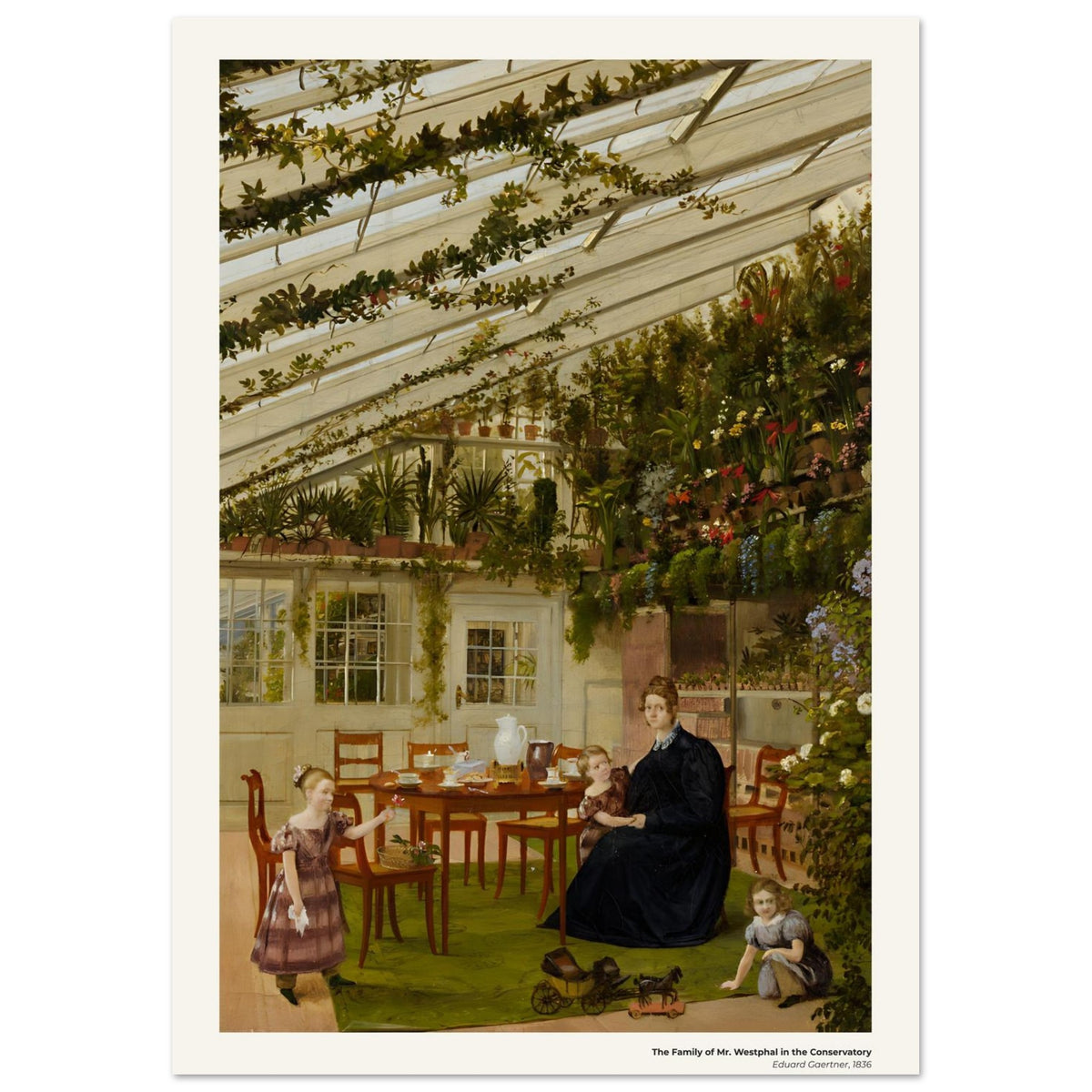 La famille de M. Westphal dans la véranda – Eduard Gaertner, détail de la reproduction
