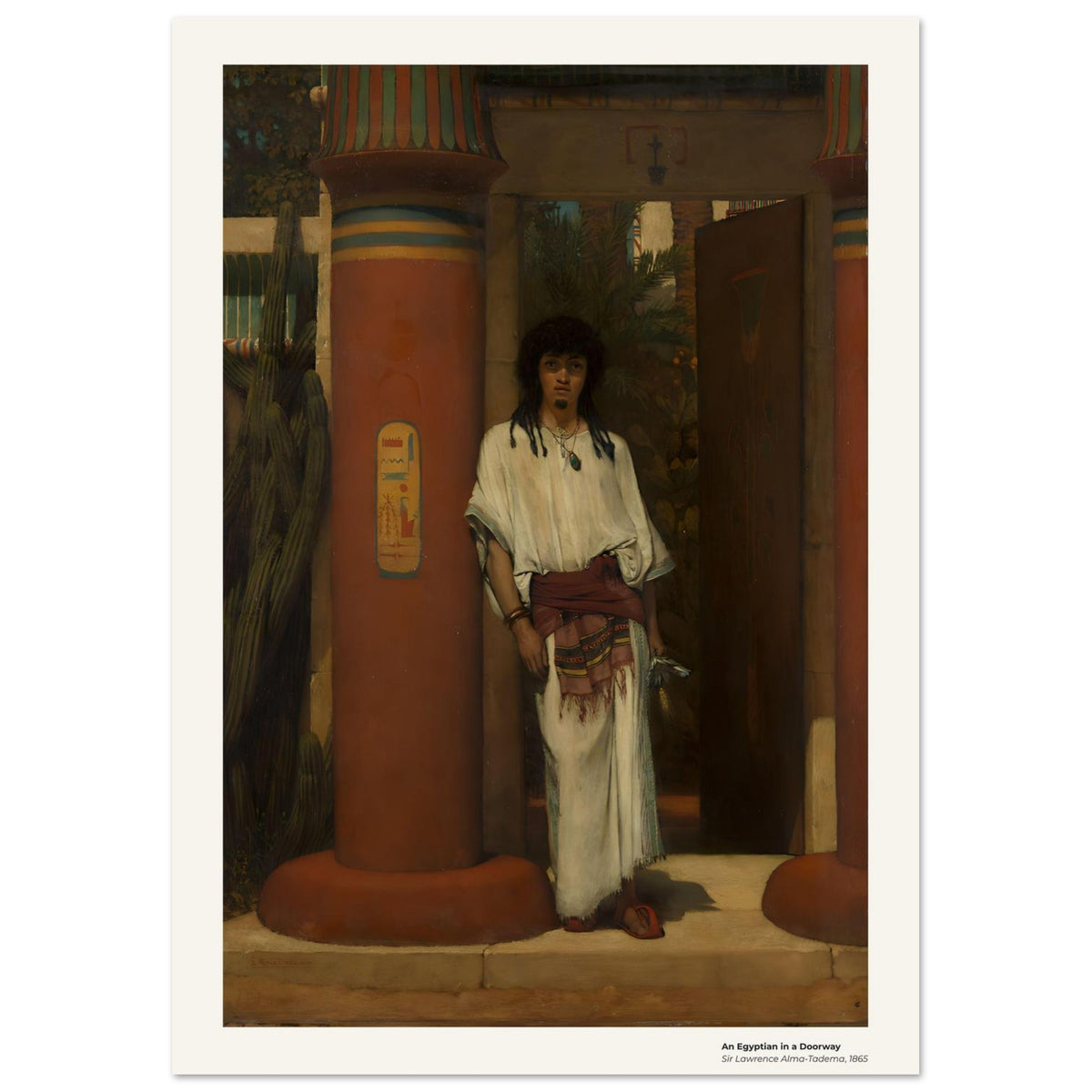 Un Égyptien dans l'encadrement d'une porte – Lawrence Alma-Tadema, détail de la reproduction