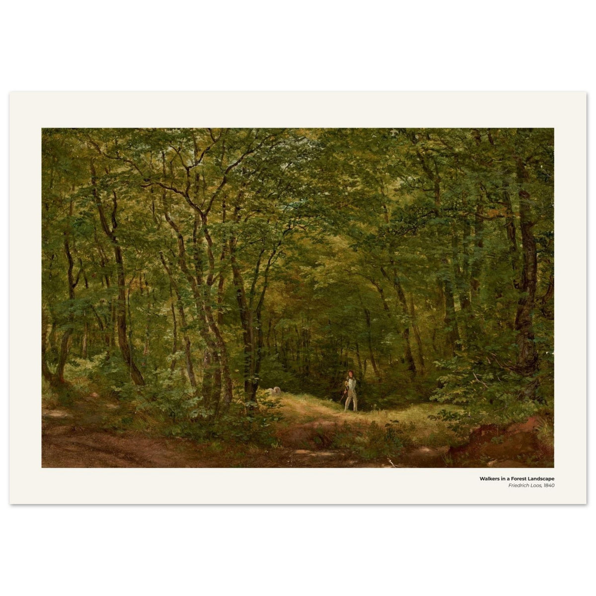 Promeneurs dans un paysage forestier – Friedrich Loos, reproduction d'art
