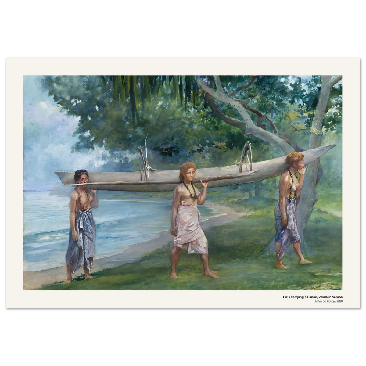 Filles portant un canot, Vaiala aux Samoa – John La Farge, détail de la reproduction