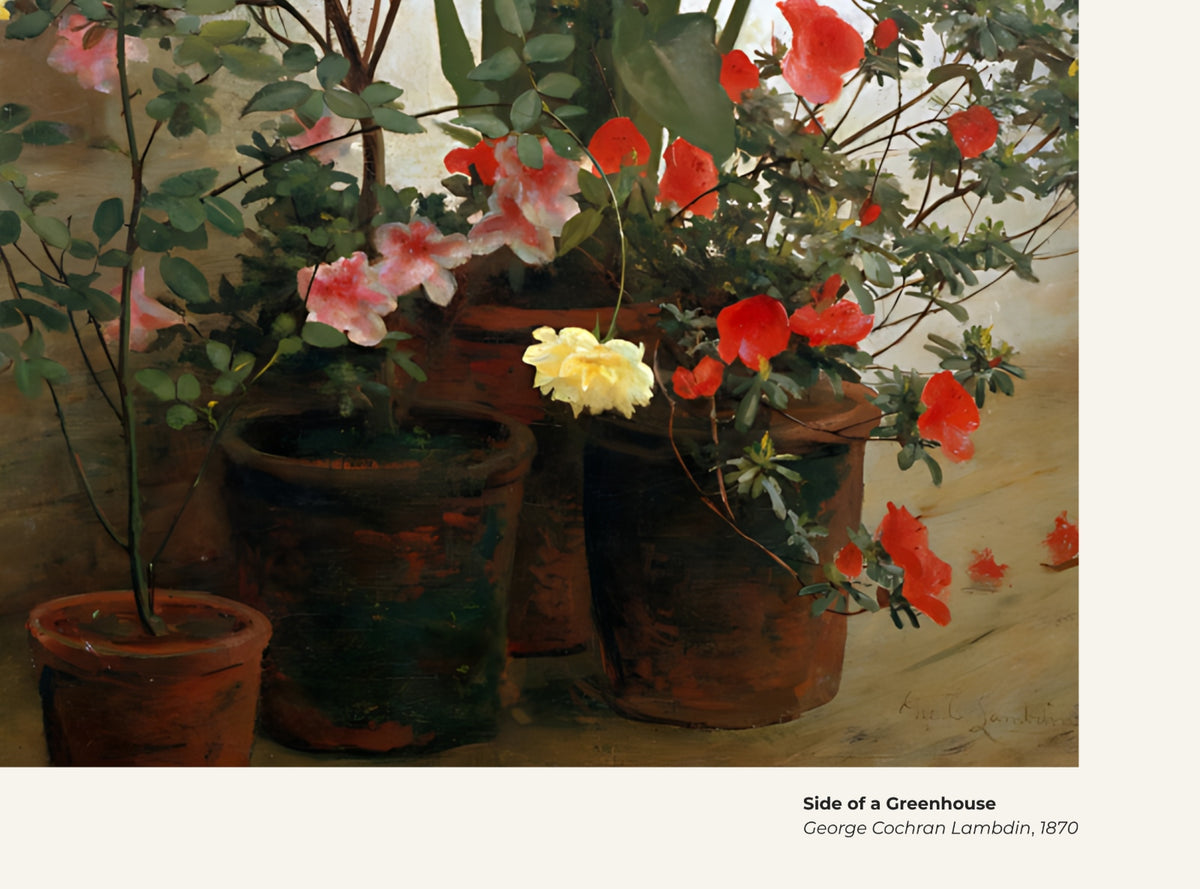 Côté d'une serre – George Cochran Lambdin, avec légende titre et artiste