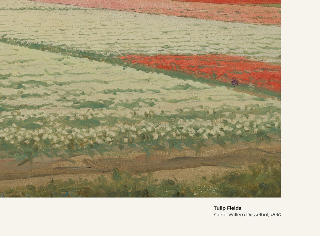 Champs de tulipes – Gerrit Willem Dijsselhof, avec légende titre et artiste