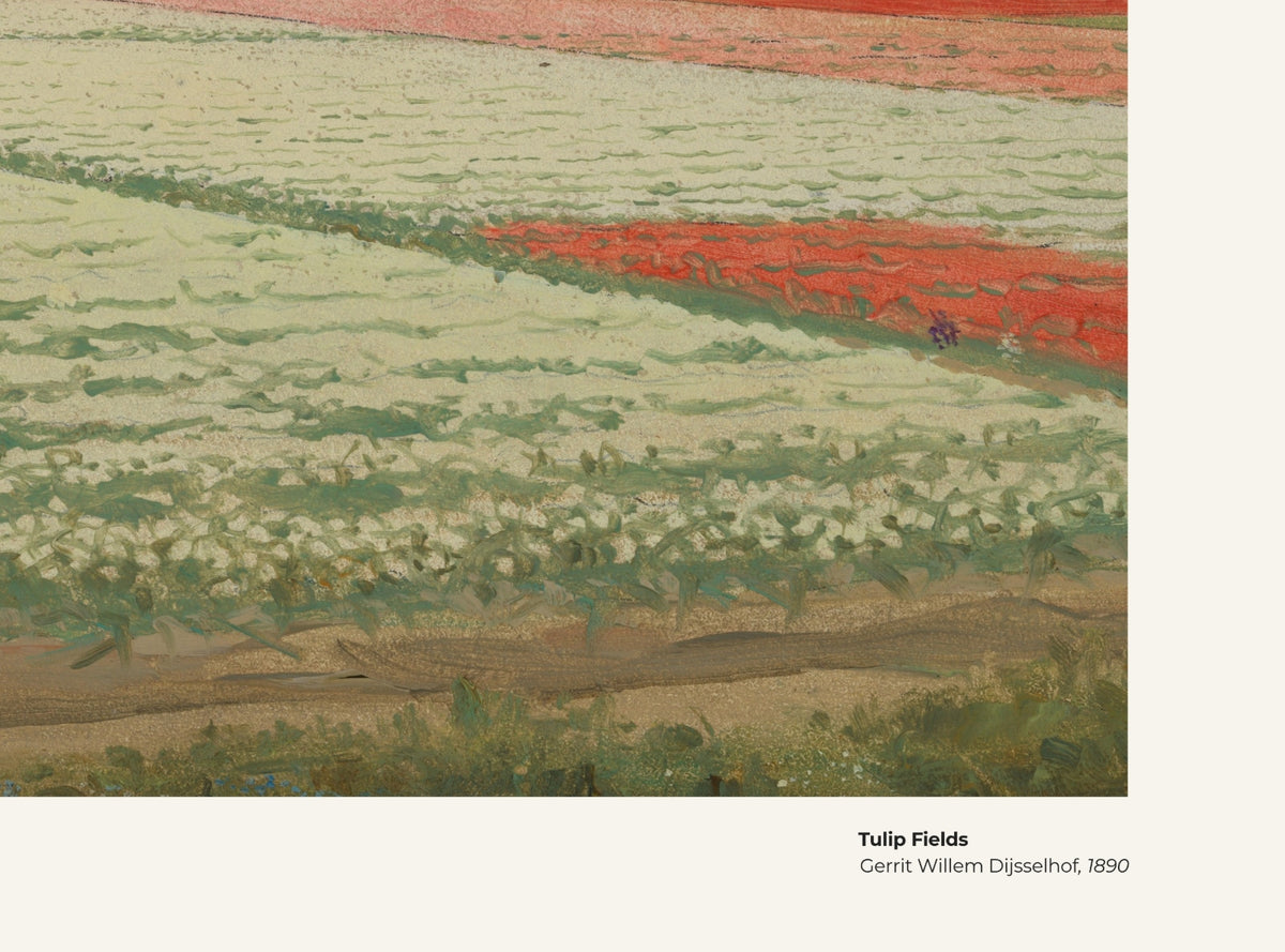 Champs de tulipes – Gerrit Willem Dijsselhof, avec légende titre et artiste