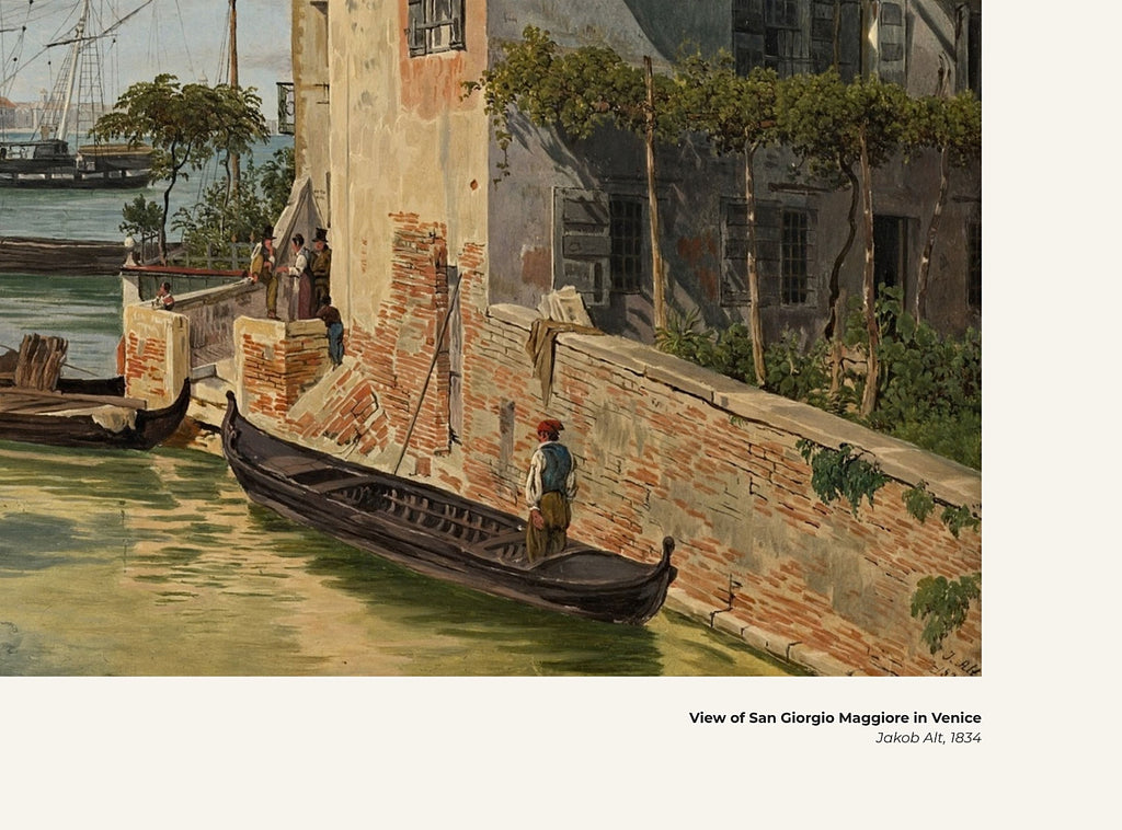 Vue de San Giorgio Maggiore à Venise – Jakob Alt, avec légende titre et artiste