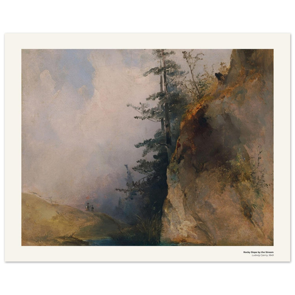 Pente rocheuse au bord du ruisseau – Ludwig Czerny, reproduction d'art