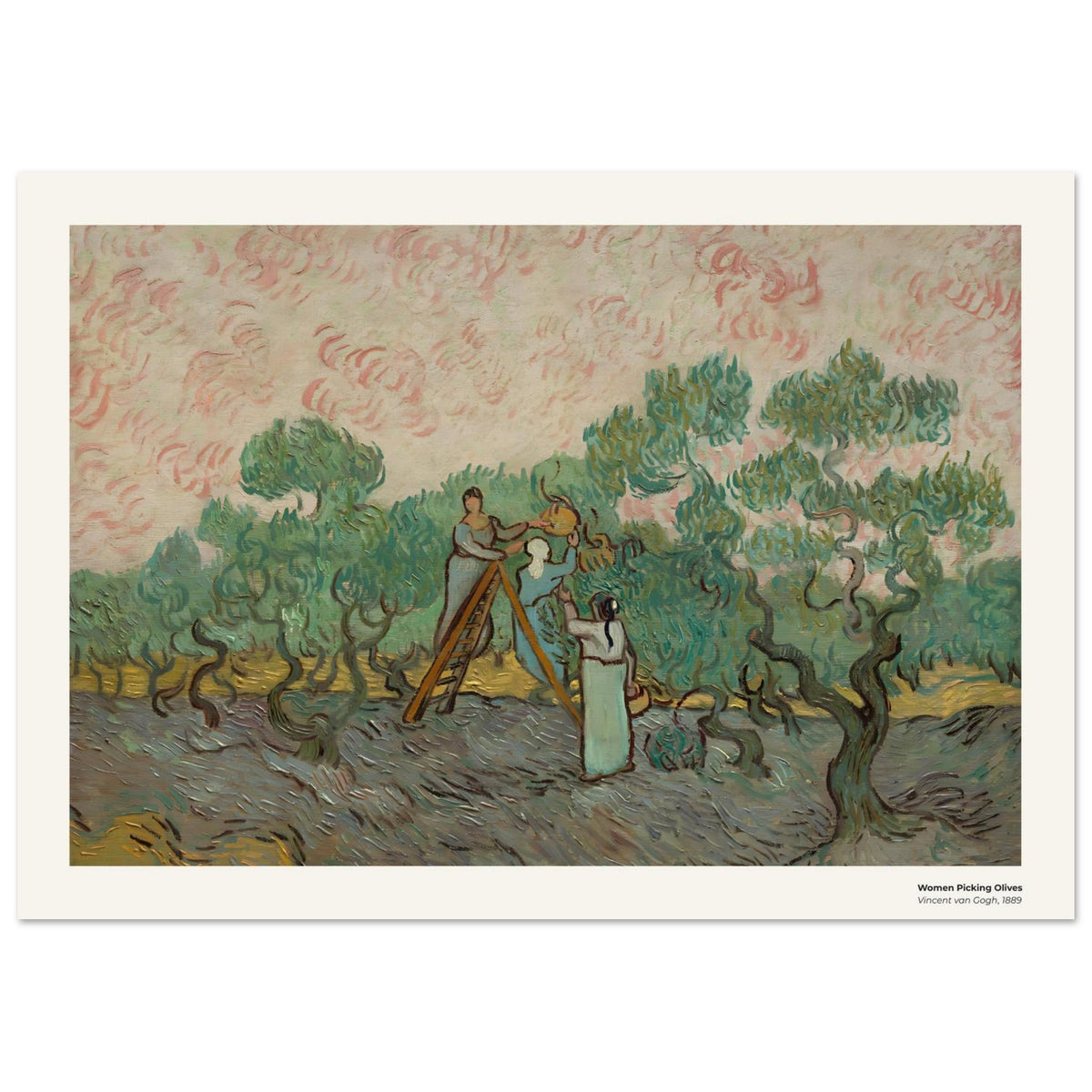 Femmes cueillant des olives – Vincent van Gogh, détail de la reproduction