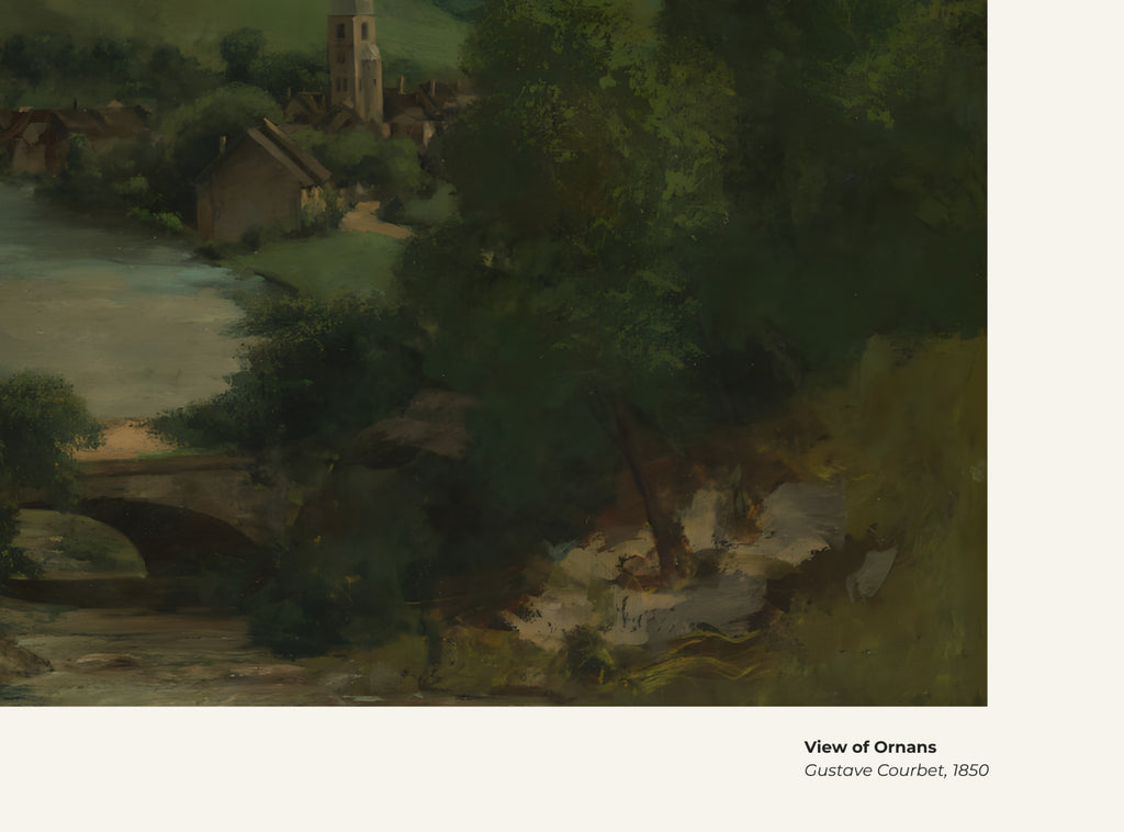 Vue d'Ornans – Gustave Courbet, avec légende titre et artiste