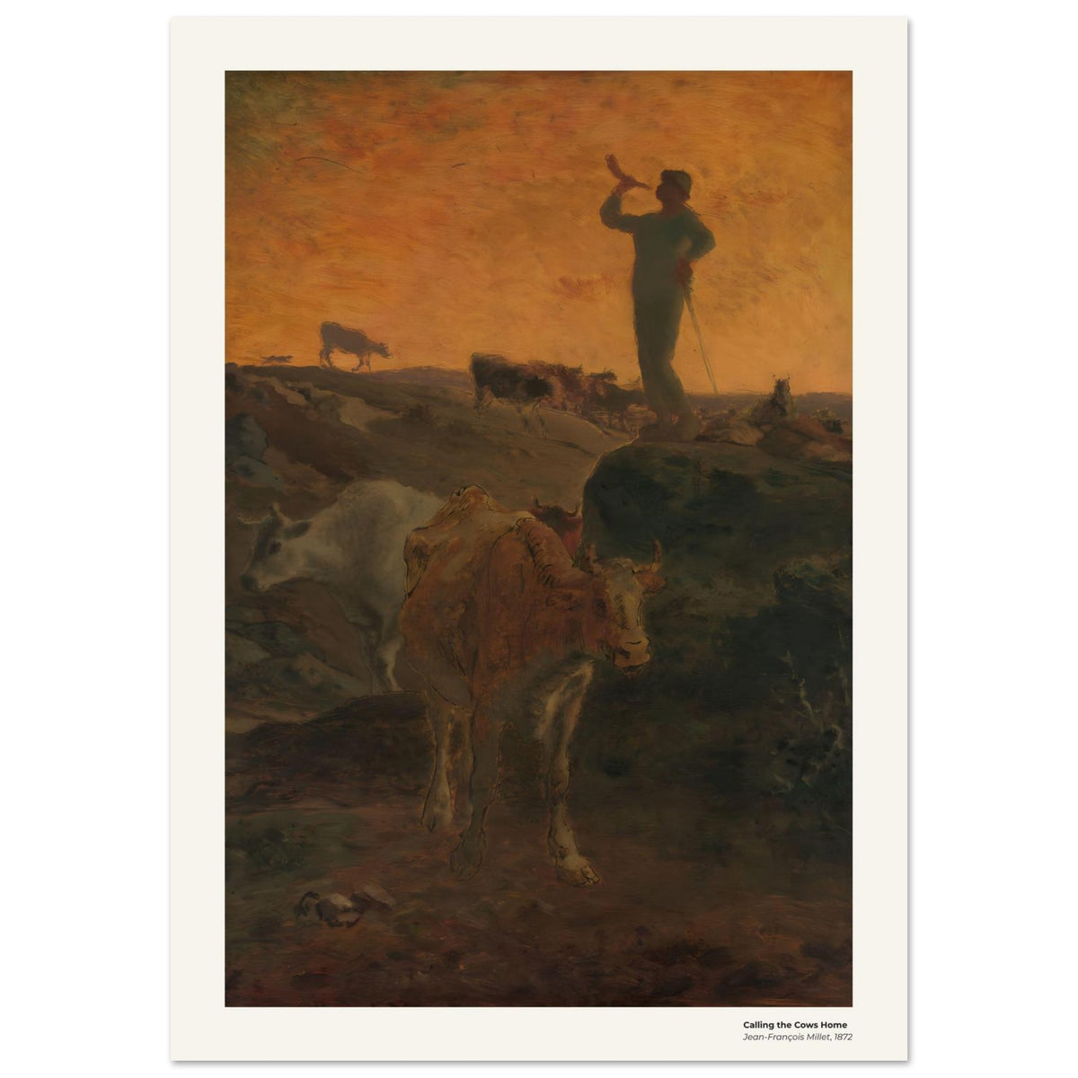 Rappeler les vaches à l'étable – Jean-François Millet, reproduction d'art