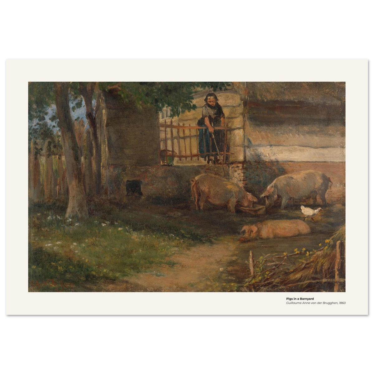 Cochons dans une cour de ferme – Guillaume Anne van der Brugghen, reproduction d'art