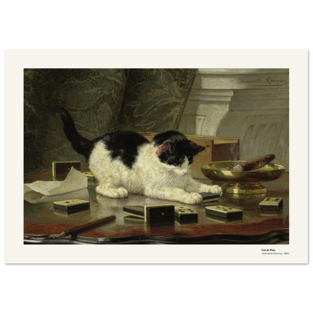 Chat jouant – Henriëtte Ronner, reproduction d'art