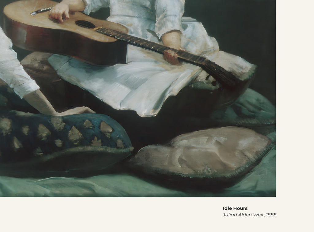Heures de loisir – Julian Alden Weir, avec légende titre et artiste