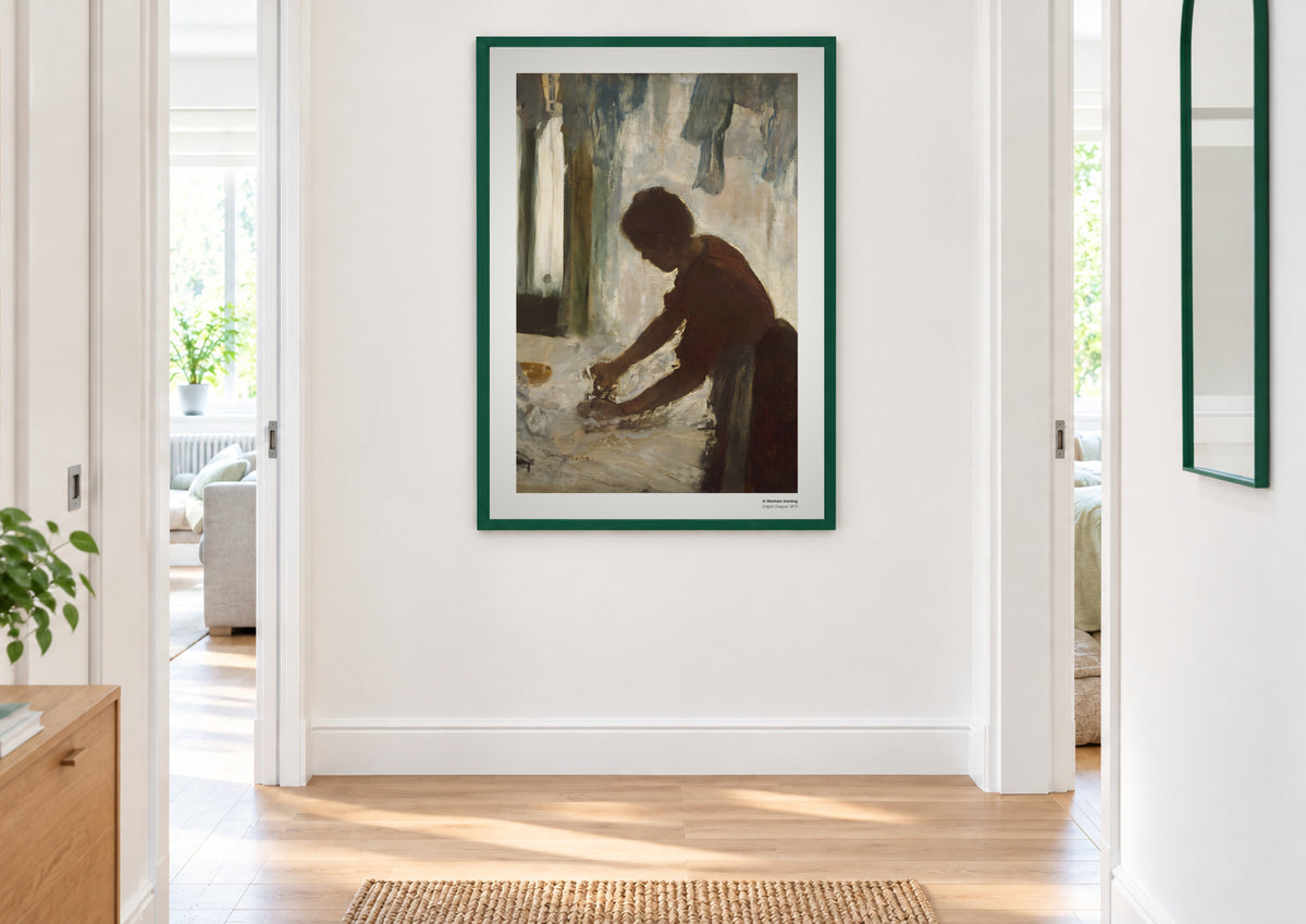 Femme repassant – Edgar Degas, aperçu encadré en situation