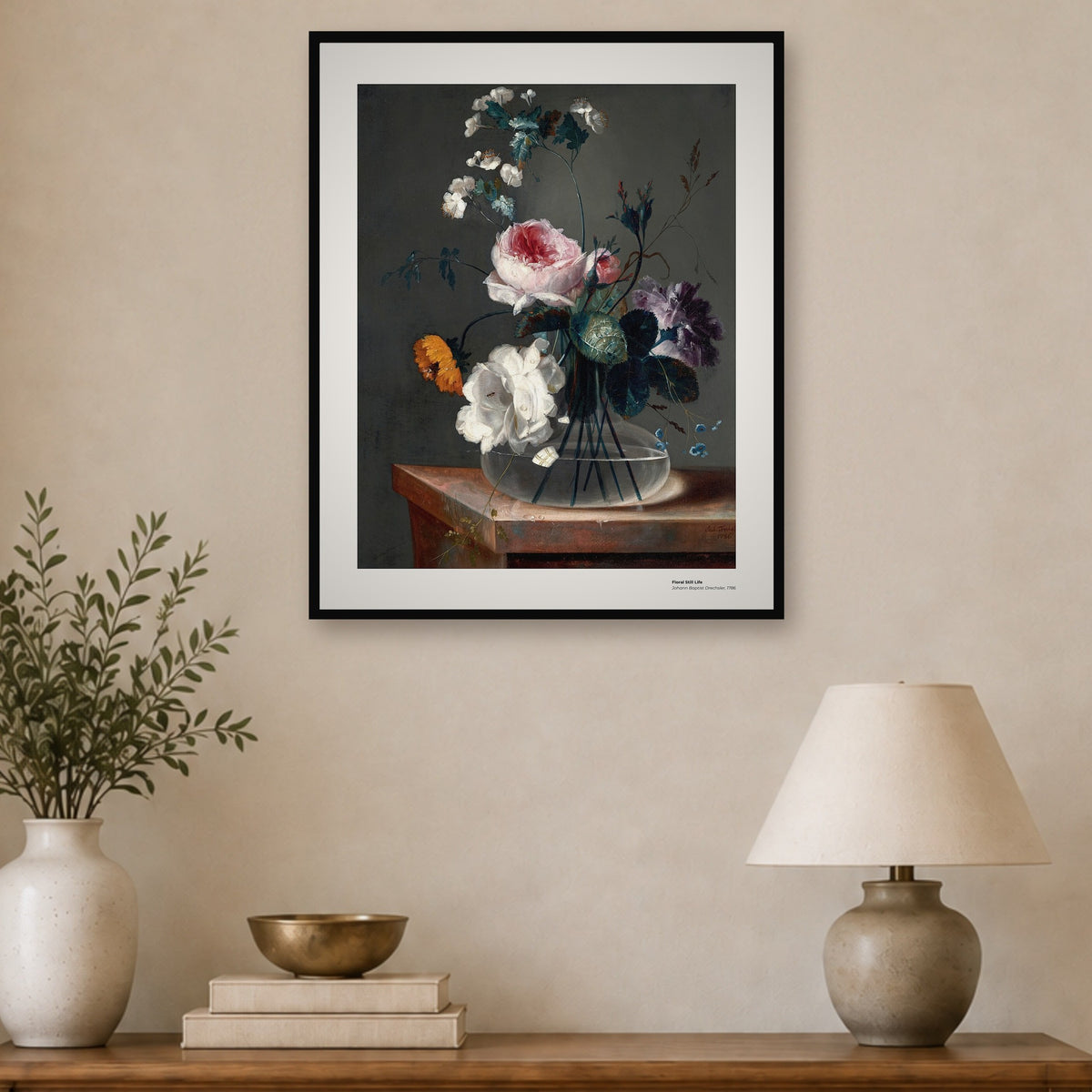 Nature morte aux fleurs – Johann Baptist Drechsler, aperçu encadré en situation