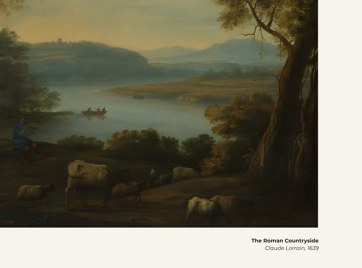 La campagne romaine – Claude Lorrain, avec légende titre et artiste